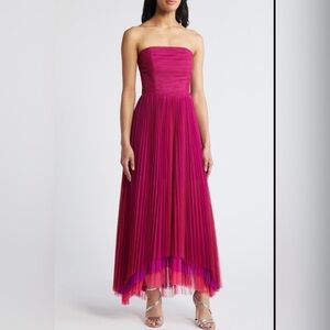 Chelsea Strapless Tulle Dress Pink Ombre Midi Size M (28) Party Prom Elegant